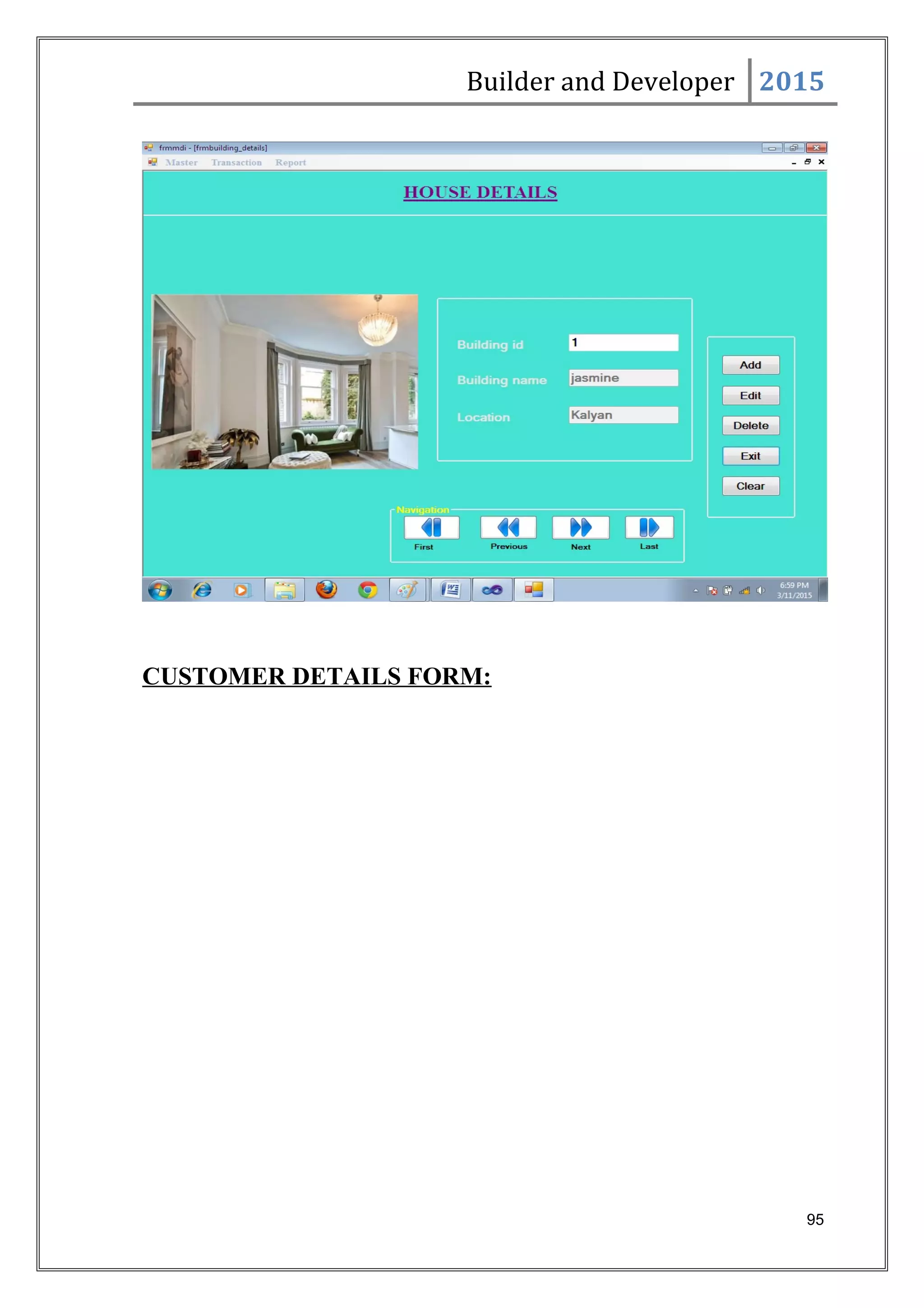 Builder and Developer 2015
CUSTOMER DETAILS FORM:
95
 