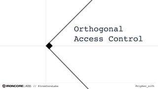 // @IronCoreLabs @cipher_sift
Orthogonal
Access Control
 