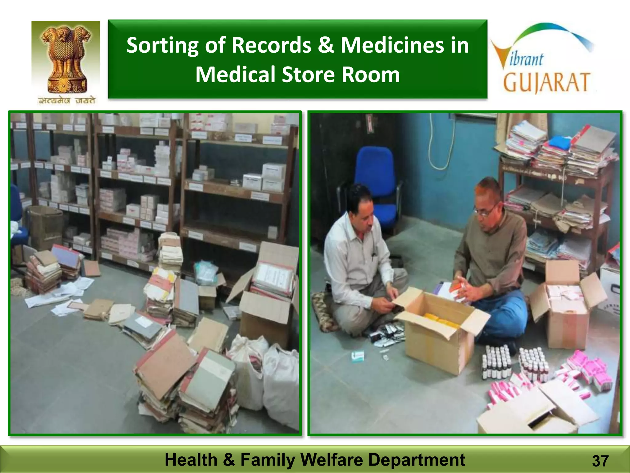 Health & Family Welfare Department 37
Sorting of Records & Medicines in
Medical Store Room
 