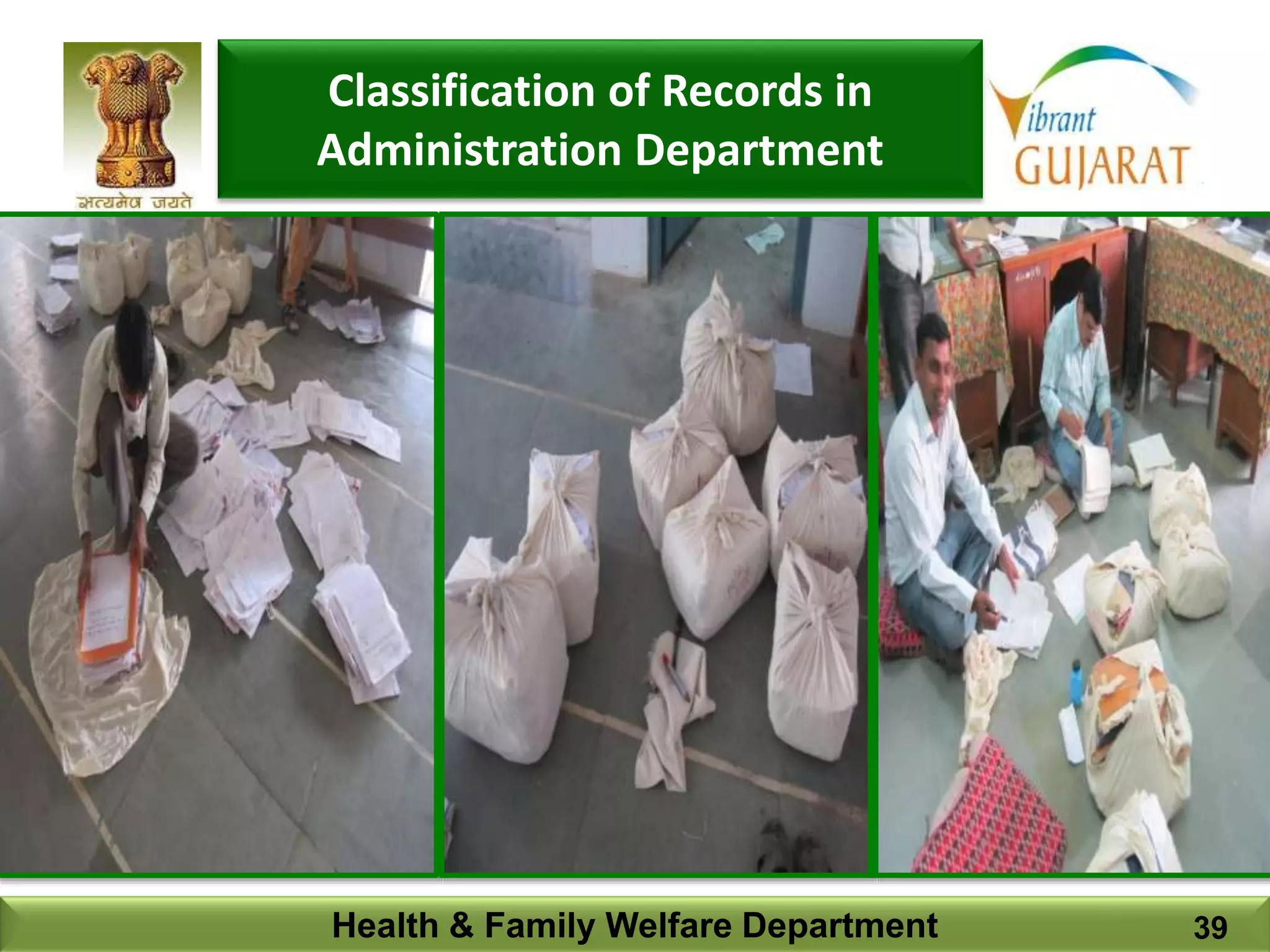 Health & Family Welfare Department 39
Classification of Records in
Administration Department
 