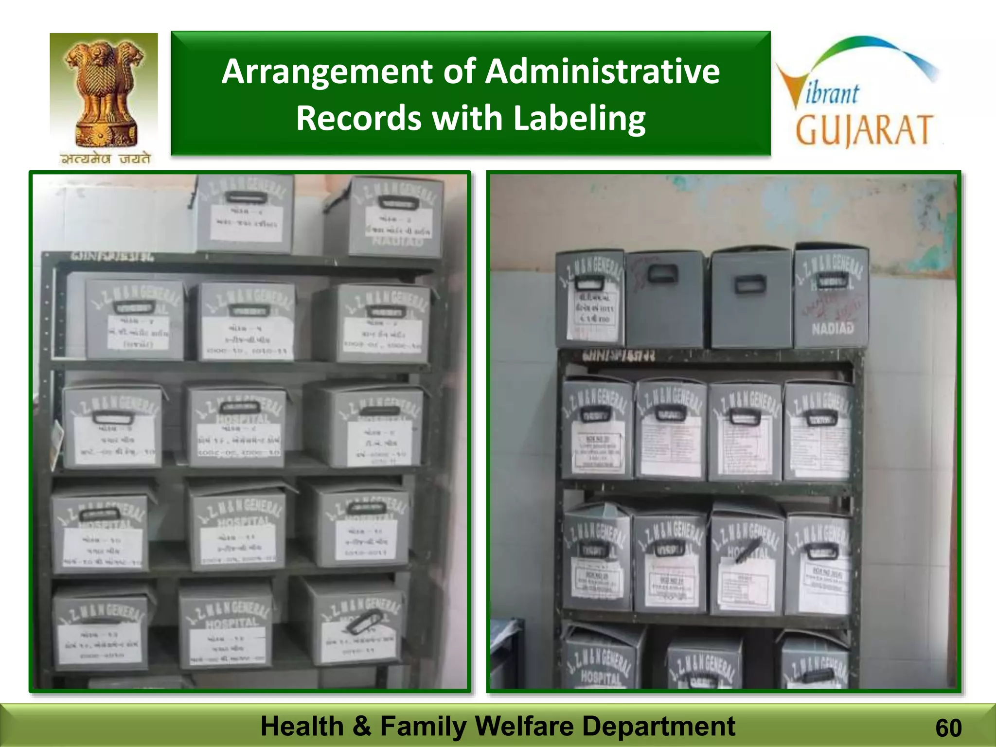 Health & Family Welfare Department 60
Arrangement of Administrative
Records with Labeling
 