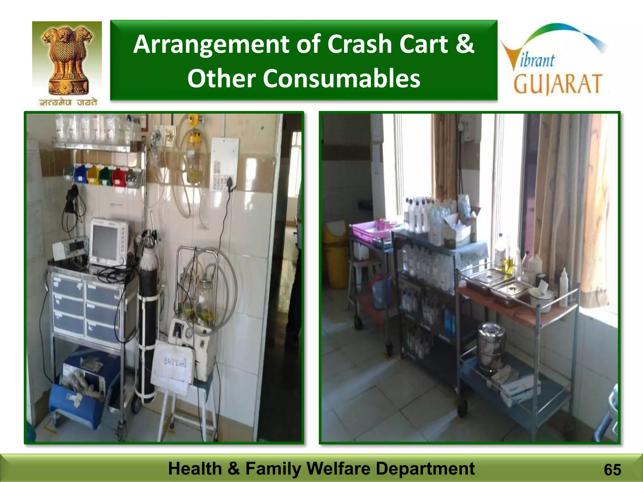 Health & Family Welfare Department 65
Arrangement of Crash Cart &
Other Consumables
 