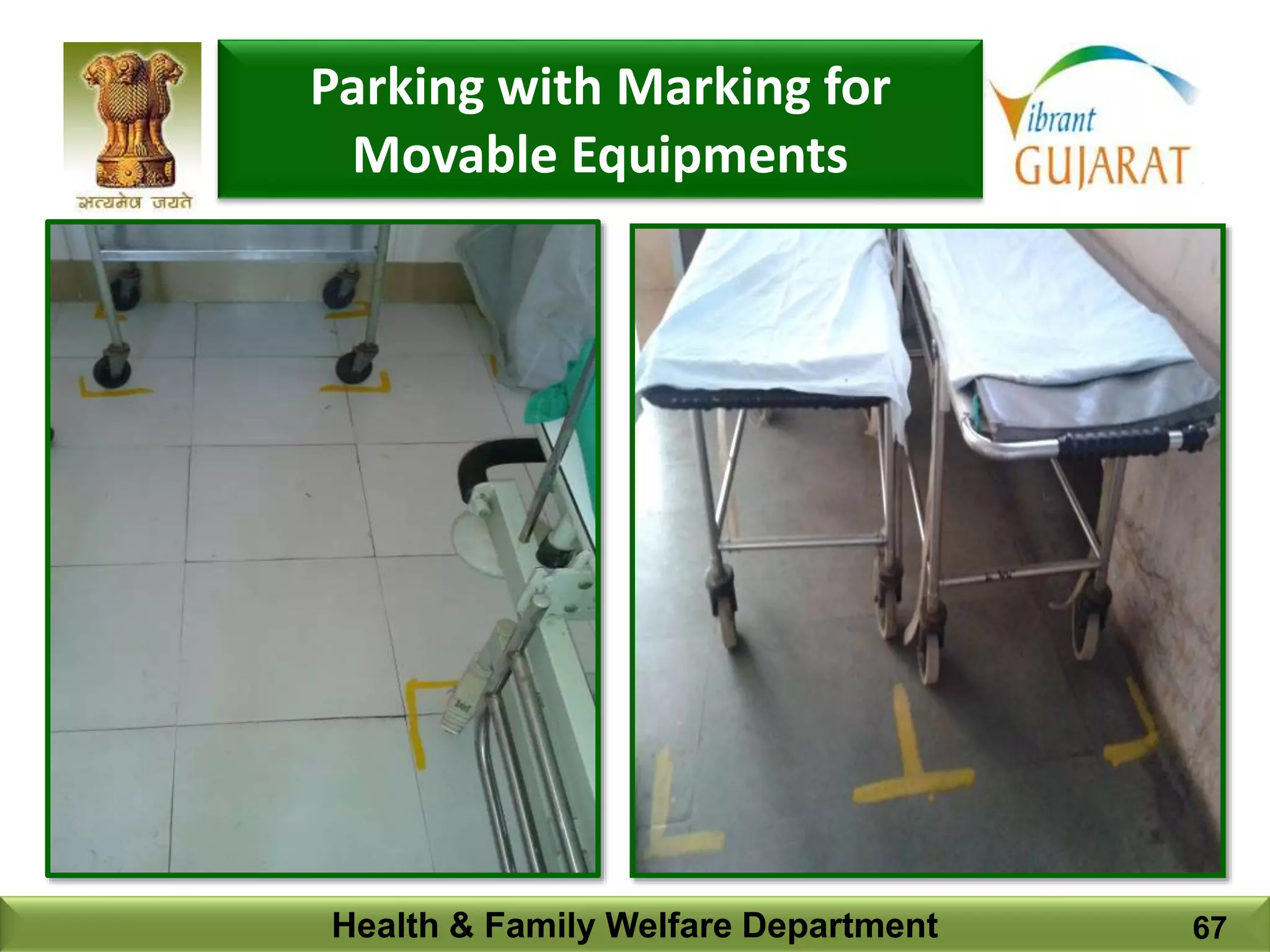 Health & Family Welfare Department 67
Parking with Marking for
Movable Equipments
 