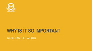 WHY IS IT SO IMPORTANT
RETURN TO WORK
 