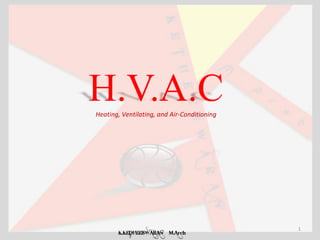 1
H.V.A.CHeating, Ventilating, and Air-Conditioning
K.KEDHEESWARAN M.Arch
 