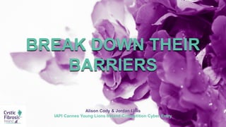 Alison Cody & Jordan Lillis
IAPI Cannes Young Lions Ireland Competition Cyber Entry
BREAK DOWN THEIR
BARRIERS
 