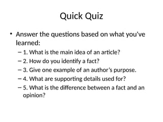 Identifying information from an article (ppt) | PPT