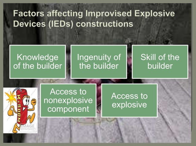 Improvised Explosive Devices(IED) | PPTX | First Aid | Injuries