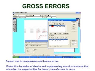 GROSS ERRORS




Caused due to carelessness and human errors

Prevention by series of checks and implementing sound procedures that
minimize the opportunities for these types of errors to occur
 