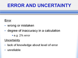 ERROR AND UNCERTAINTY
 