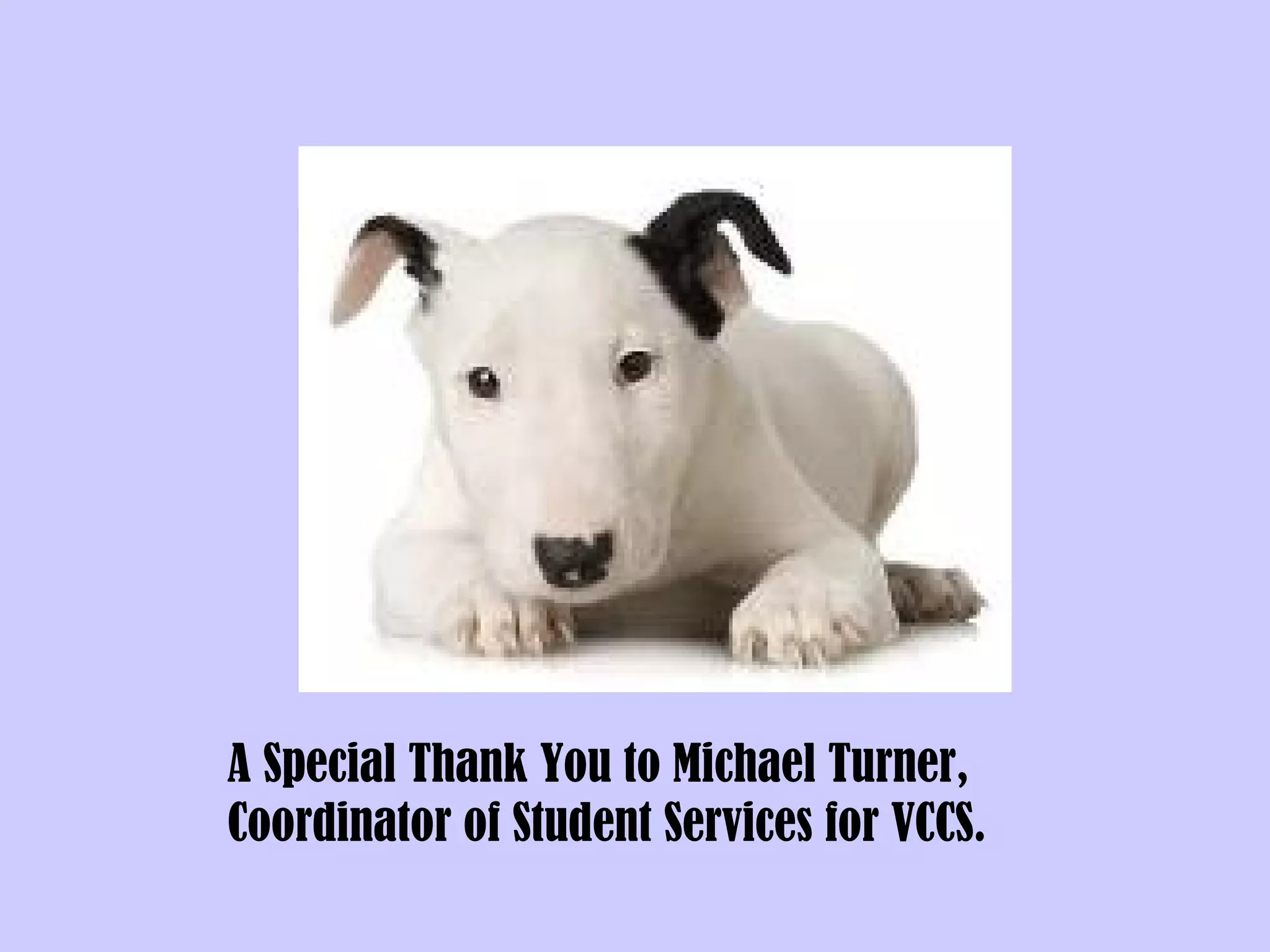 A Special Thank You to Michael Turner,
Coordinator of Student Services for VCCS.
 