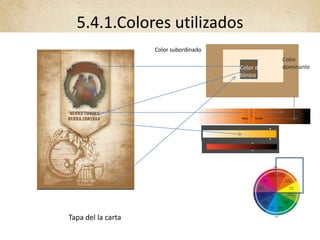 5.4.1.Colores utilizados
Tapa del la carta
Color subordinado
Color
dominanteColor de
tónico
 