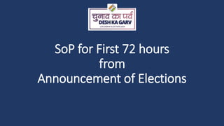 SoP for First 72 hours
from
Announcement of Elections
 