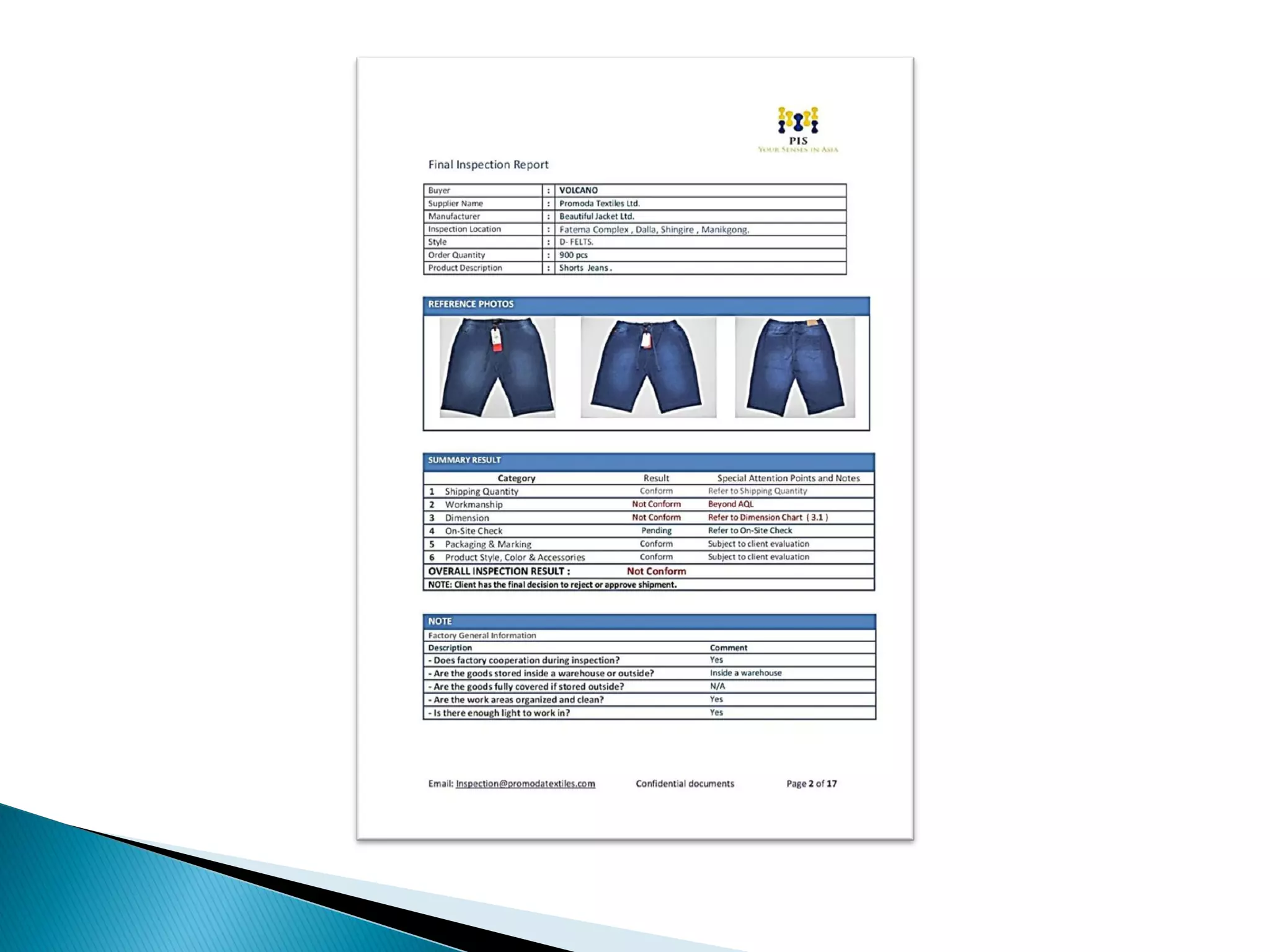 Steps of final inspection and Report generation. 