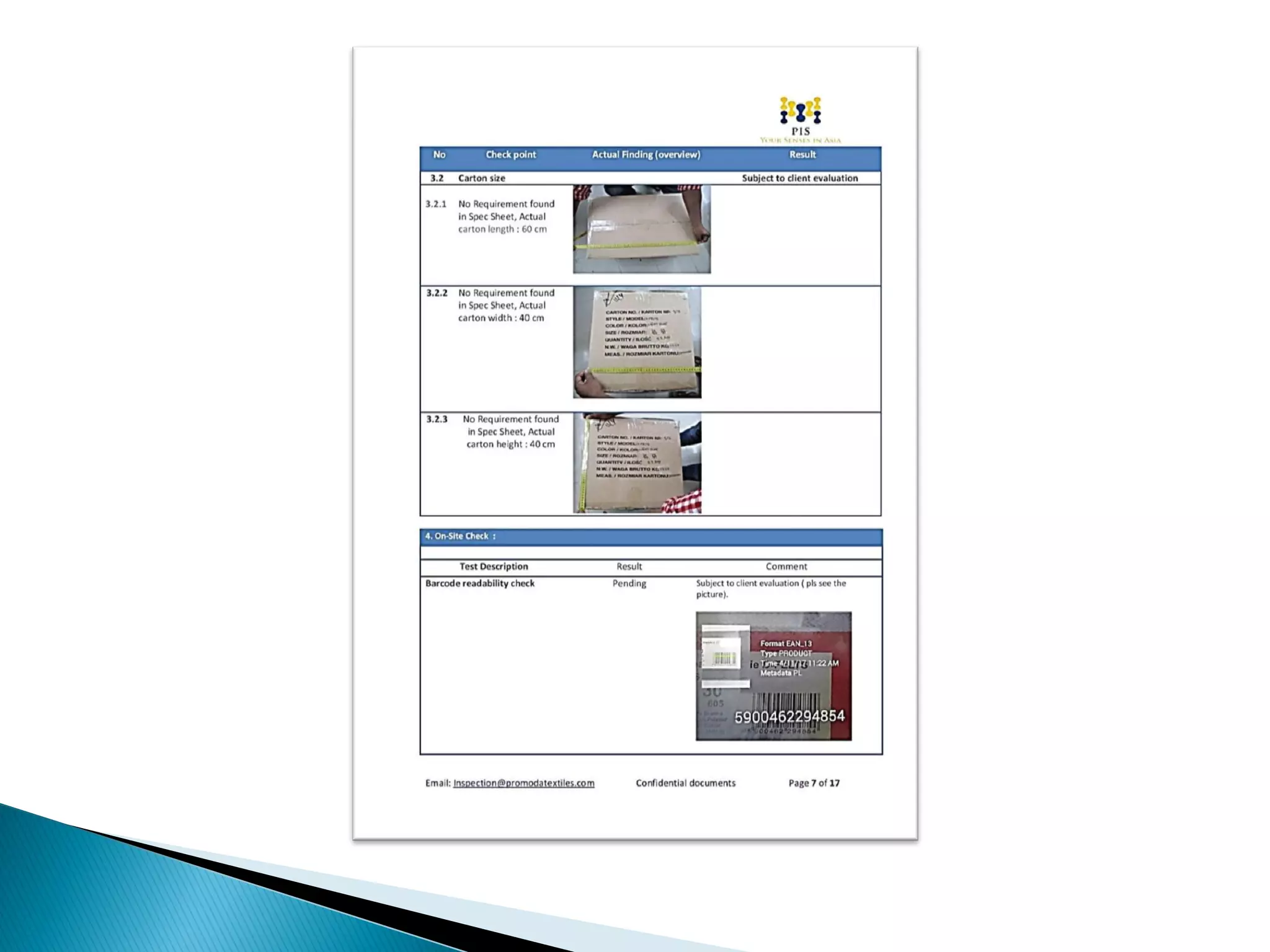 Steps of final inspection and Report generation. 