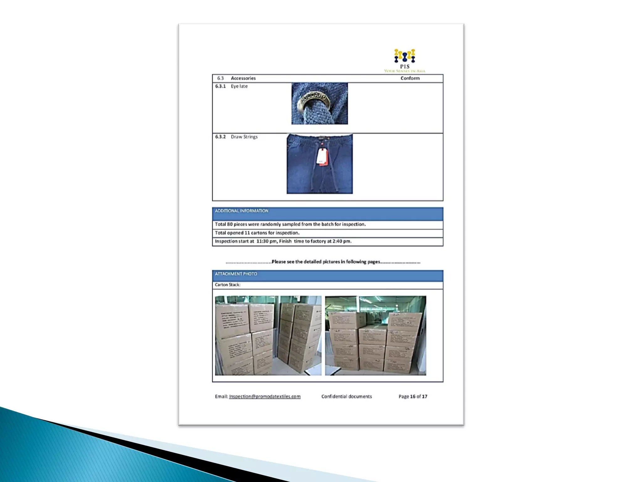 Steps of final inspection and Report generation. 