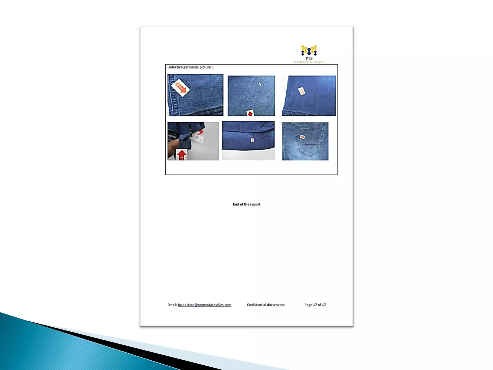 Steps of final inspection and Report generation. 