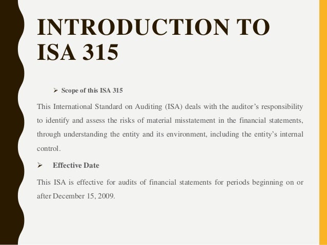 International Standard On Auditing 315 Final (international standard on auditing 315)