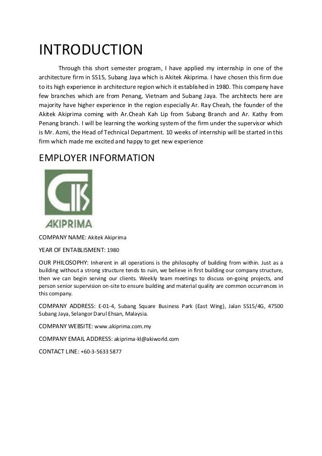 Internship Report ARC 2615 -GOH YEN NEE 0315551
