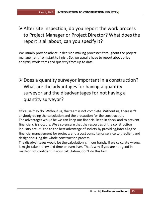 Post interview report sample picture