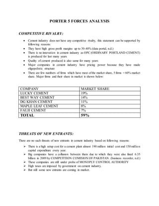 industrial analysis of Pakistan cement industry | DOCX
