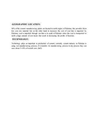 industrial analysis of Pakistan cement industry | DOCX