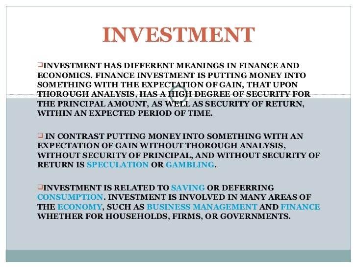 Final investment avenues