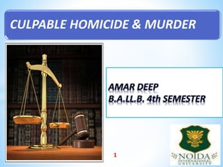 CULPABLE HOMICIDE & MURDER
1
 