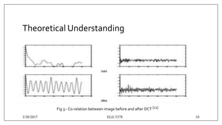 Theoretical Understanding
Fig 3:- Co-relation between image before and after DCT [11]
3/30/2017 ELG 5378 10
 