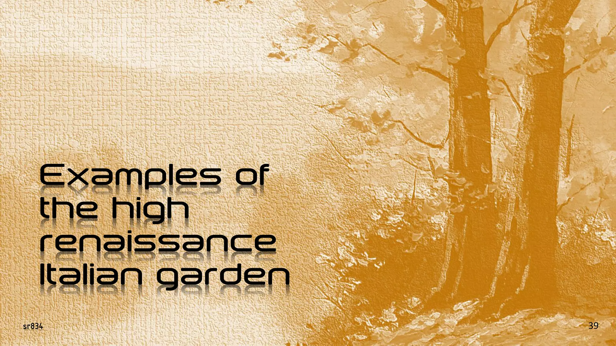 sr834
Examples of
the high
renaissance
Italian garden
39
 