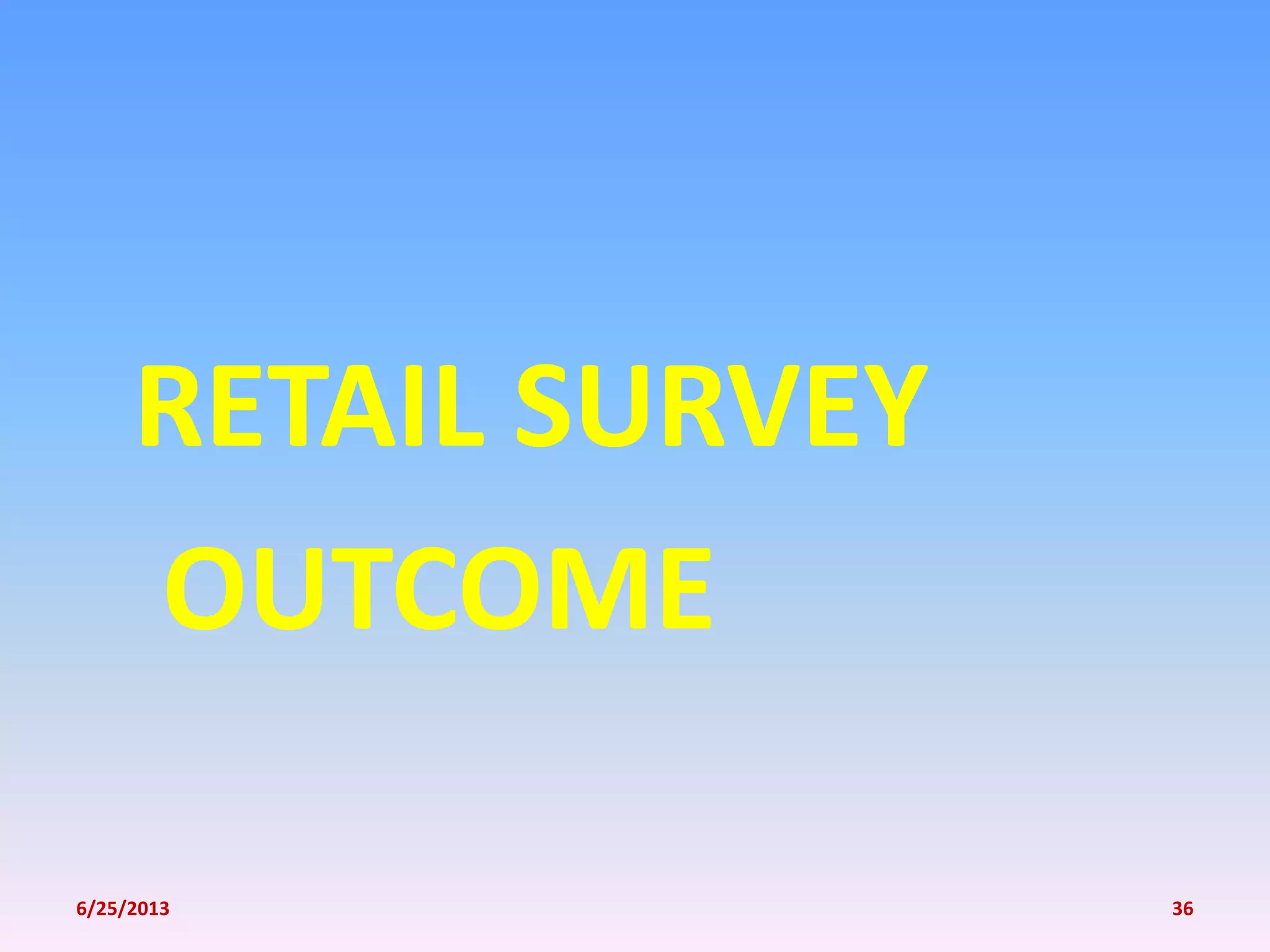 RETAIL SURVEY
OUTCOME
6/25/2013 36
 