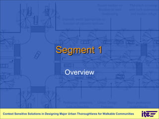 Segment 1 Overview Context Sensitive Solutions in Designing Major Urban Thoroughfares for Walkable Communities 