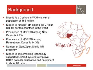 Abt Associates
Background
 Nigeria is a Country in W/Africa with a
population of 165 million
 Nigeria is ranked 13th amo...