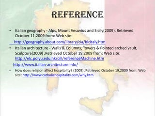Social – Education SystemThe Italian Economist Sylos Labini:(an Italian is) ‘A people of semi-illiterates’. ．The Italian school teach in traditional ways: ‘assessing, testing, selecting.’．The education system ‘overproduces useless graduates, classifying everyone else as a failure, there was no attempt to link the separate subjects.’Official ‘Illiterate rate’In 1951: 12.9%In 1971: 5.2%In recent years: 1.5%For a western developed country, the illiterate rate is pretty high.