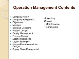 Operations management project | PPTX