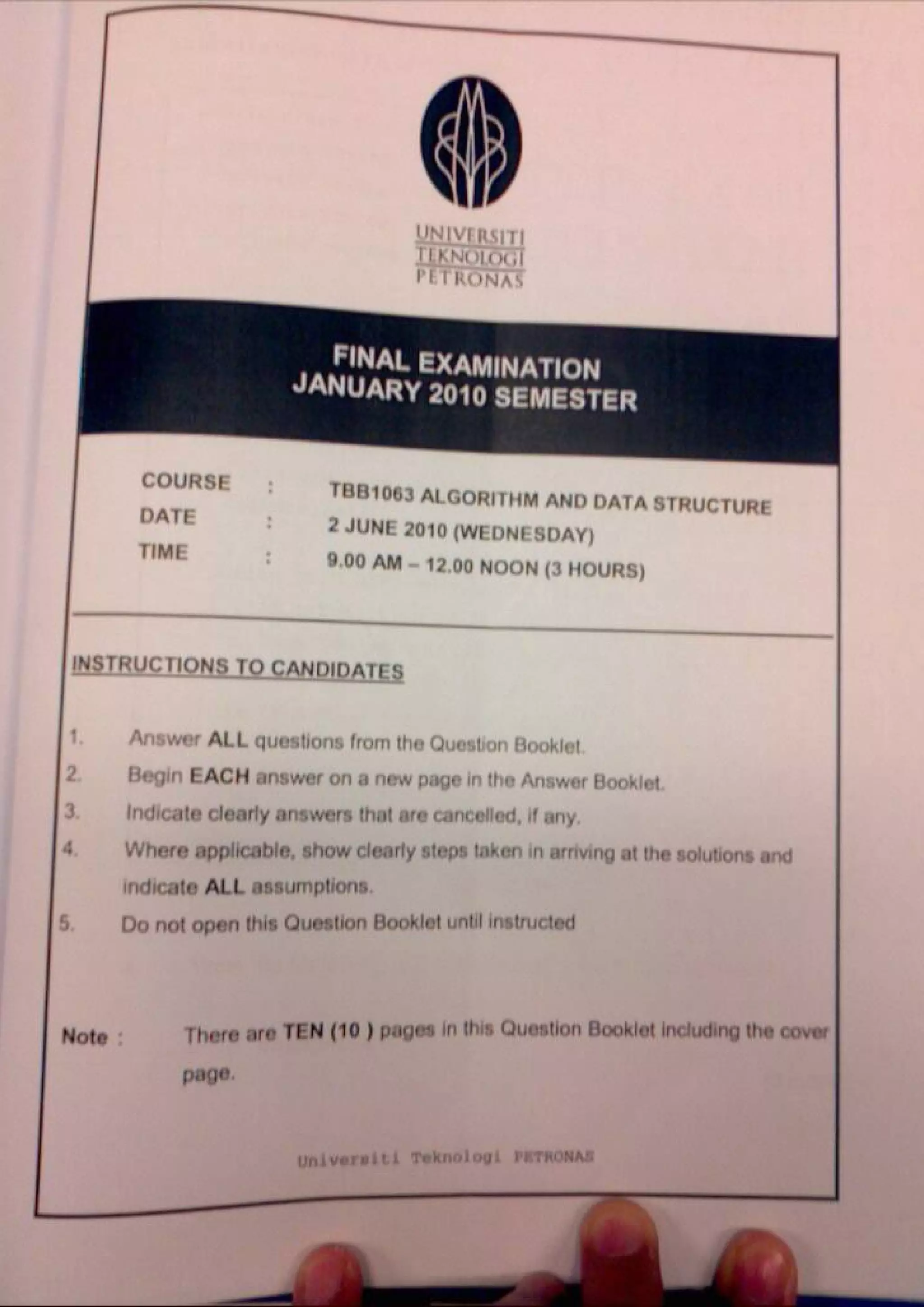 Final Paper UTP Algorithm Data Structure January 2010 | PDF