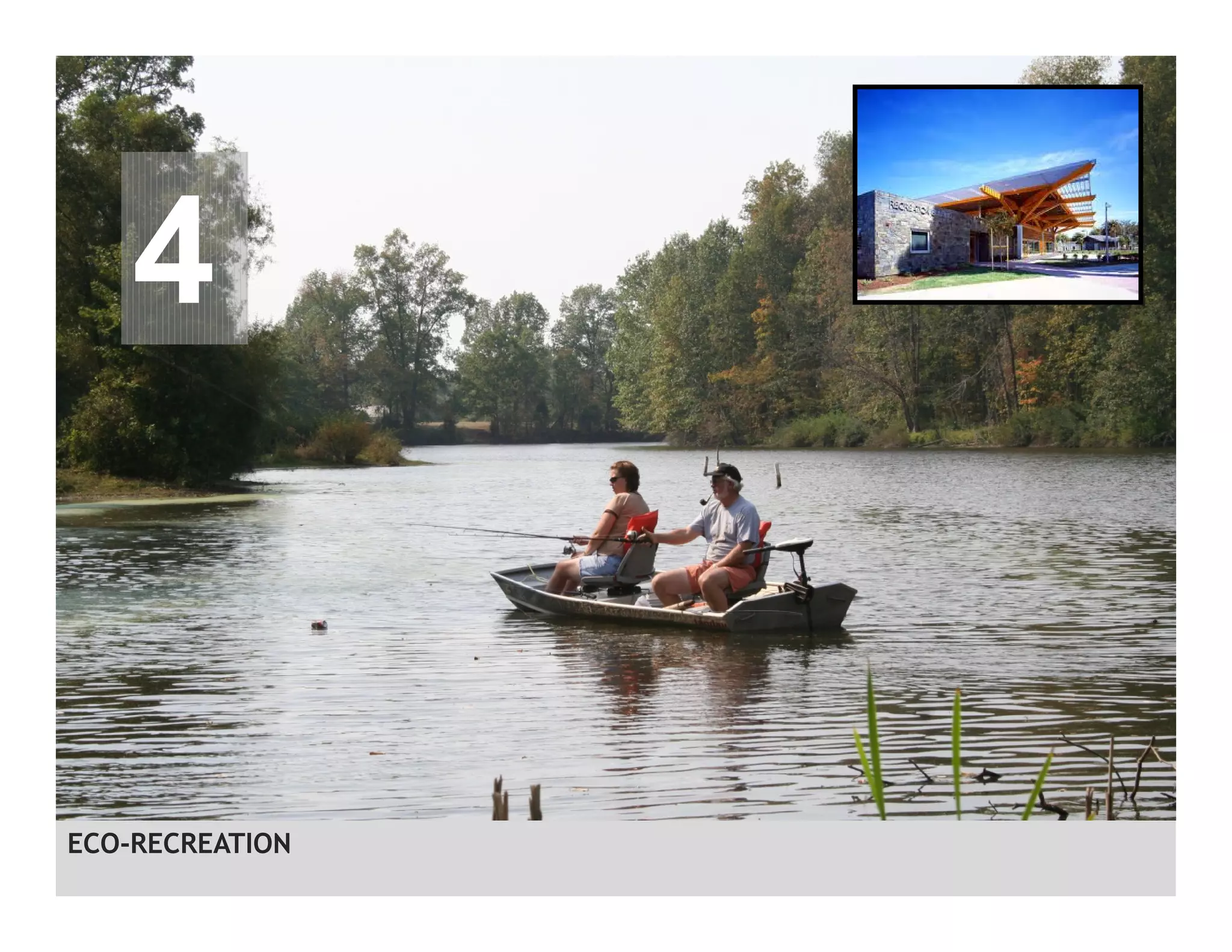 Strategize and
manage site as a
nature preserve for
passive recreation
$
ECO-RECREATION
4
 