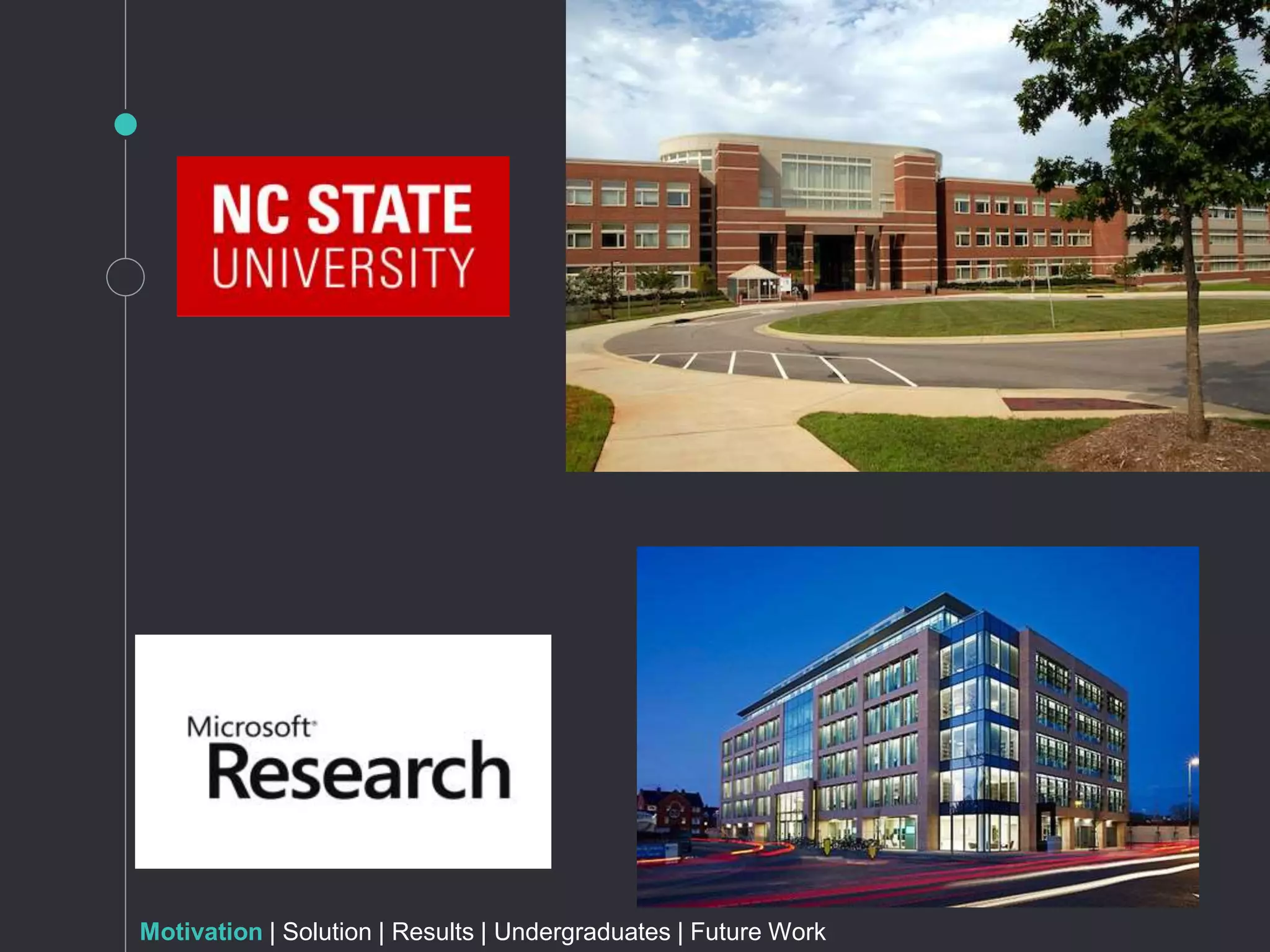 Motivation | Solution | Results | Undergraduates | Future Work
 