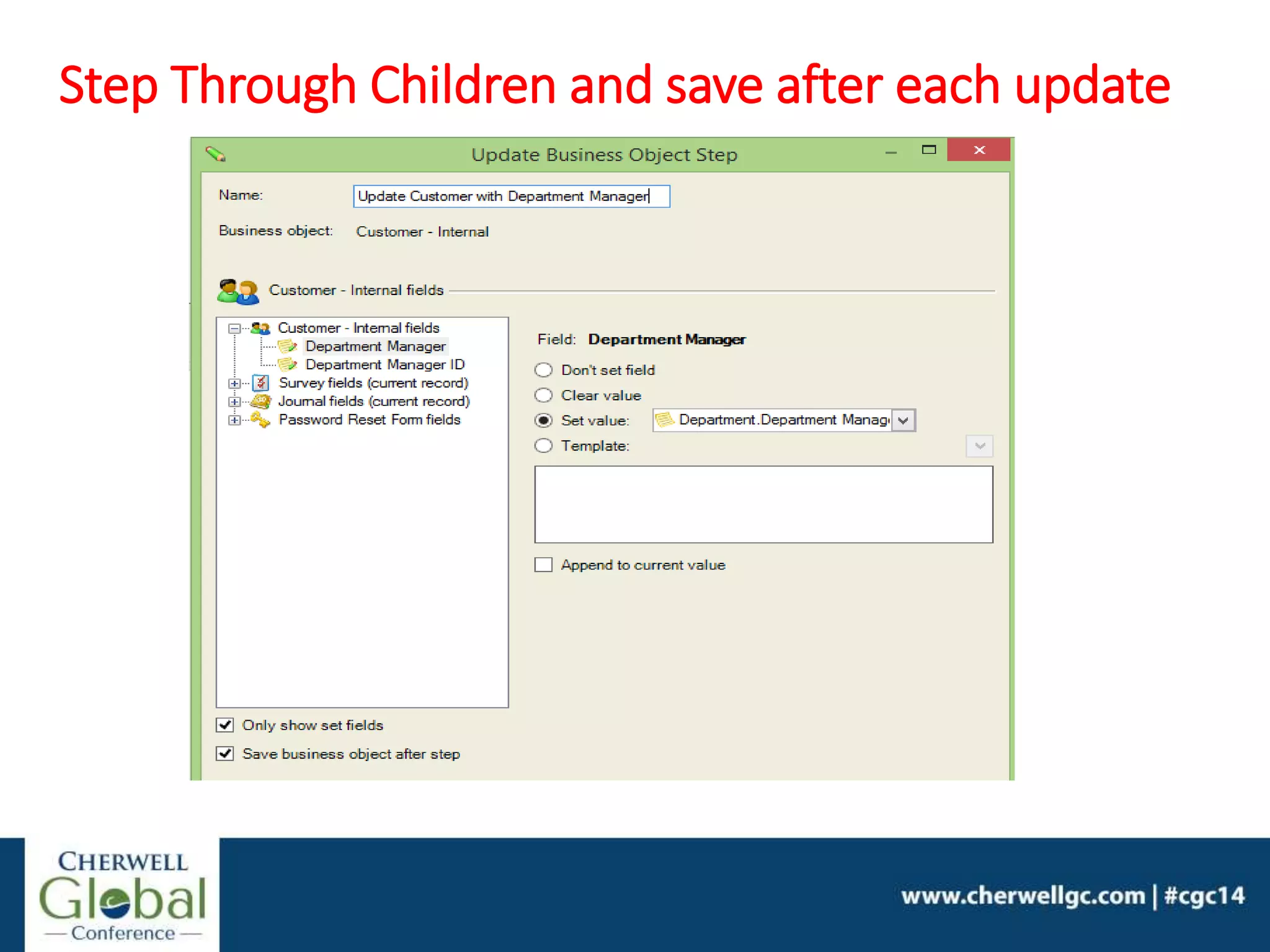Step Through Children and save after each update
 