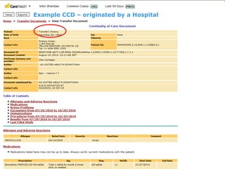 60 
| 10/5/2014 | © eHealth Data Solutions 
Example CCD –originated by a Hospital  