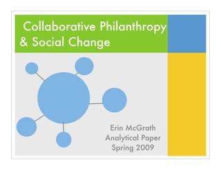 Collaborative Philanthropy
& Social Change




                Erin McGrath
               Analytical Paper
                Spring 2009
 