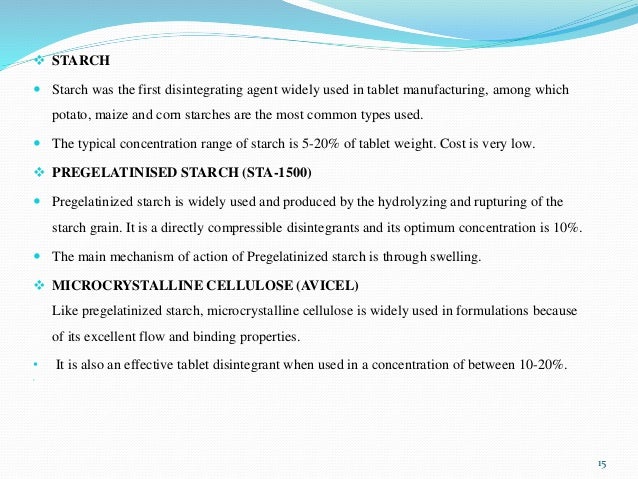 Diluents And Disintegrants