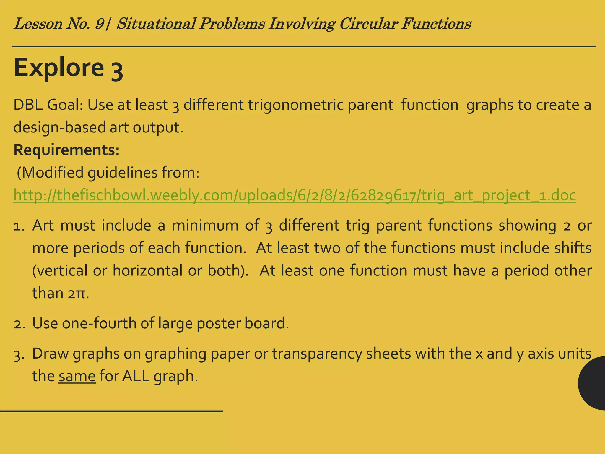 Lesson no. 9 (Situational Problems Involving Graphs of Circular ...