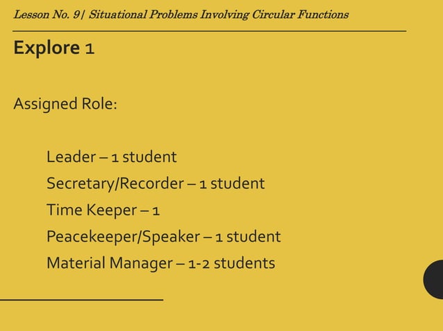 Lesson no. 9 (Situational Problems Involving Graphs of Circular ...