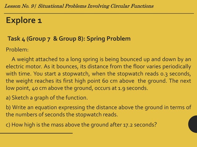 Lesson no. 9 (Situational Problems Involving Graphs of Circular ...