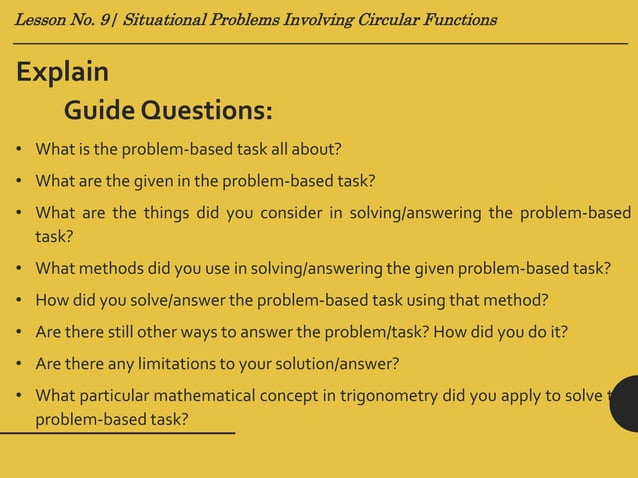 Lesson no. 9 (Situational Problems Involving Graphs of Circular ...