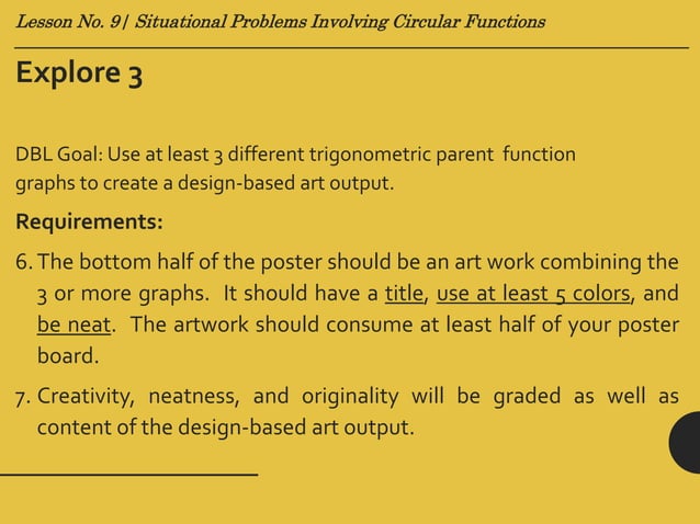 Lesson no. 9 (Situational Problems Involving Graphs of Circular ...