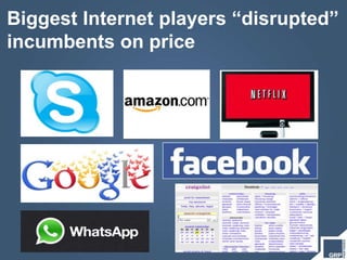 6
Biggest Internet players “disrupted”
incumbents on price
 