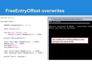 FreeEntryOffset overwrites




                    We modified the FreeEntryOffset so that
                    bazinga is the same as bla
 