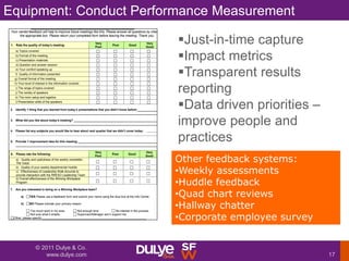 Equipment: Conduct Performance Measurement
                 RRESO Quarterly Meeting Feedback Form—July 2007
 Your candid f...